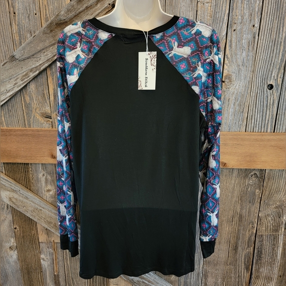 NEW Southern Stitch sequin pocket Blouse w/ deer graphic sz Large NWT western - Picture 3 of 6